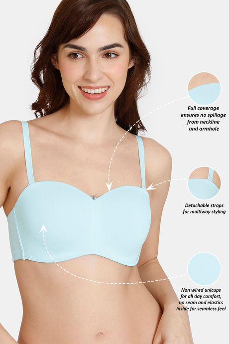 Zivame Innovation Padded Non Wired 3/4Th Coverage Strapless Bra - Tanager Turquoise — image 7